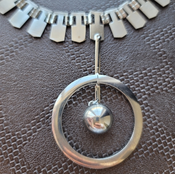 RARE FIND Vintage 1950-1960s Atomic Modernist Industrial Silver tone Choker - Picture 11 of 11